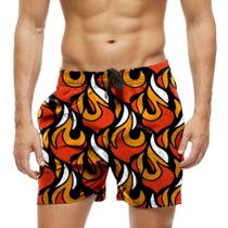 Short Praia Shorts Banho Bermuda Verão Fire Fogo Cartoon 667