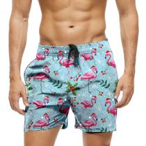 Short Praia Shorts Banho Bermuda Verão Flamingo Natal Cartoon Christimans 1841