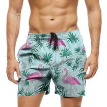 Short Praia Shorts Banho Bermuda Verão Flamingos Plantas Cartoon 1824 Short Praia Shorts Banho Bermuda Verão Flamingos Plantas Cartoon 1824