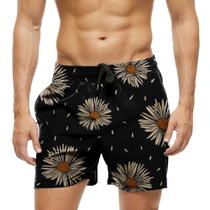 Short Praia Shorts Banho Bermuda Verão Flores Arte Bege 212