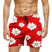 Short Praia Shorts Banho Bermuda Verão Flores Arte Cartoon 607