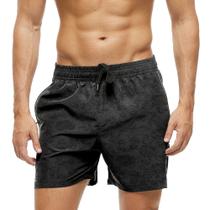 Short Praia Shorts Banho Bermuda Verão Flores Dark Preta Cartoon 382