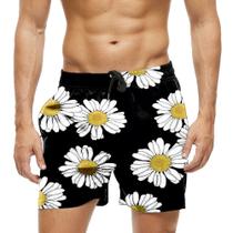 Short Praia Shorts Banho Bermuda Verão Flores Margarida Cartoon 655