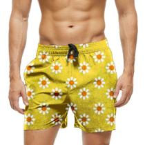 Short Praia Shorts Banho Bermuda Verão Flores Margaridas Cartoon 653