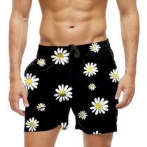 Short Praia Shorts Banho Bermuda Verão Flores Margaridas Cartoon Florida 211