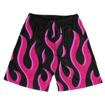 Short Praia Shorts Banho Bermuda Verão Fogo Rosa Cartoon Fire 80