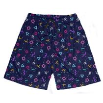 Short Praia Shorts Banho Bermuda Verão Formas Geométricas Neon Coloridas 302
