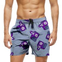 Short Praia Shorts Banho Bermuda Verão Fotografia Câmeras Purple Cartoon 1473 Short Praia Shorts Banho Bermuda Verão Fotografia Câmeras Purple Cartoon 1473