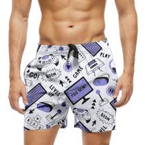 Short Praia Shorts Banho Bermuda Verão Game Level Up You Win 916
