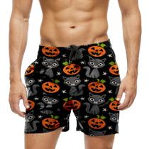 Short Praia Shorts Banho Bermuda Verão Gatos Halloween Abóbora Terror 508 Short Praia Shorts Banho Bermuda Verão Gatos Halloween Abóbora Terror 508