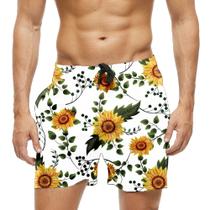 Short Praia Shorts Banho Bermuda Verão Girassol Arte Desenho Flor 1378 Short Praia Shorts Banho Bermuda Verão Girassol Arte Desenho Flor 1378