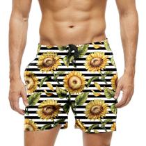 Short Praia Shorts Banho Bermuda Verão Girassol Xadrez 1431