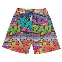 Short Praia Shorts Banho Bermuda Verão Grafite Arte de Rua Color 61