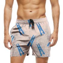 Short Praia Shorts Banho Bermuda Verão Grampo Azul Cartoon Prendedor 1513