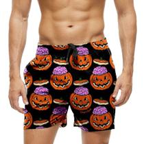 Short Praia Shorts Banho Bermuda Verão Halloween Abóbora Celebro Cartoon 731