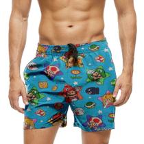 Short Praia Shorts Banho Bermuda Verão Jogo Game Cartoon Color Super 229 Short Praia Shorts Banho Bermuda Verão Jogo Game Cartoon Color Super 229