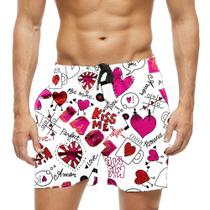 Short Praia Shorts Banho Bermuda Verão Kiss Me Romance Perfect Love 1262 Short Praia Shorts Banho Bermuda Verão Kiss Me Romance Perfect Love 1262