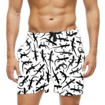 Short Praia Shorts Banho Bermuda Verão Lagartixa Cartoon Black 1733