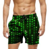 Short Praia Shorts Banho Bermuda Verão Letras Neon Green 1076
