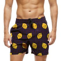 Short Praia Shorts Banho Bermuda Verão Limão Face Pontinhos Fruta Cartoon 1625