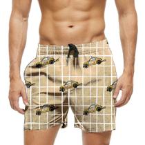 Short Praia Shorts Banho Bermuda Verão Listras Carro Car White 1060