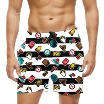 Short Praia Shorts Banho Bermuda Verão Listras Cartoon Xadrez Objetos 1232 Short Praia Shorts Banho Bermuda Verão Listras Cartoon Xadrez Objetos 1232