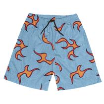 Short Praia Shorts Banho Bermuda Verão Listras Fogo Laranja Fire 177