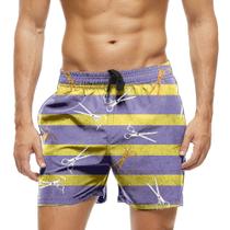 Short Praia Shorts Banho Bermuda Verão Listras Tesouras 1469