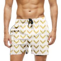 Short Praia Shorts Banho Bermuda Verão Listras V Dourada Cartoon 1835