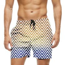 Short Praia Shorts Banho Bermuda Verão Listras Zig Zag White 1846 Short Praia Shorts Banho Bermuda Verão Listras Zig Zag White 1846