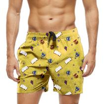 Short Praia Shorts Banho Bermuda Verão Livros Globo Música Cartoon 1392