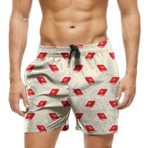 Short Praia Shorts Banho Bermuda Verão Livros Vermelho Estudos 1409