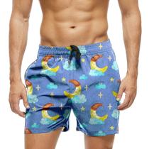 Short Praia Shorts Banho Bermuda Verão Lua Nuvem Cartoon Estrelas 1128