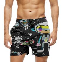 Short Praia Shorts Banho Bermuda Verão Macaco Espacial Estrelas Planeta 478