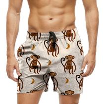 Short Praia Shorts Banho Bermuda Verão Macaco Monkey Cartoon Banana 1677