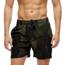 Short Praia Shorts Banho Bermuda Verão Manchas Exército Verde Marrom 767