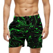 Short Praia Shorts Banho Bermuda Verão Manchas Gosma Neon Verde 854