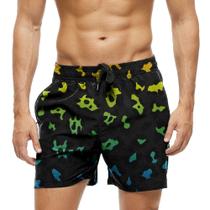 Short Praia Shorts Banho Bermuda Verão Manchas Tigres Rainbow 762