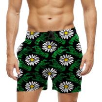 Short Praia Shorts Banho Bermuda Verão Mãos Zumbi Flores Margarida 539 - SMOKE