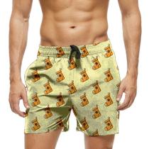 Short Praia Shorts Banho Bermuda Verão Meia Papai Noel Laranja 1414