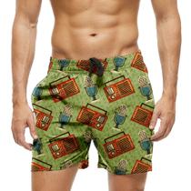 Short Praia Shorts Banho Bermuda Verão Microfone Radio Cartoon 1375 Short Praia Shorts Banho Bermuda Verão Microfone Radio Cartoon 1375
