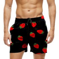 Short Praia Shorts Banho Bermuda Verão Morango Cartoon Vermelho 609