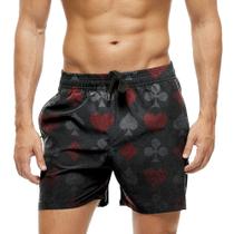 Short Praia Shorts Banho Bermuda Verão Naipes Cartas Baralho 441