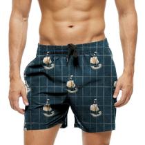 Short Praia Shorts Banho Bermuda Verão Navio Traços Mar 1537 Short Praia Shorts Banho Bermuda Verão Navio Traços Mar 1537