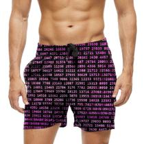Short Praia Shorts Banho Bermuda Verão Números Códigos Pink Rosa Script 1745 Short Praia Shorts Banho Bermuda Verão Números Códigos Pink Rosa Script 1745