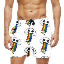 Short Praia Shorts Banho Bermuda Verão Nuvens Arco-Íris Colorido 845 Short Praia Shorts Banho Bermuda Verão Nuvens Arco-Íris Colorido 845
