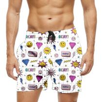 Short Praia Shorts Banho Bermuda Verão Okay Emoji Diamante Borracha 1188 Short Praia Shorts Banho Bermuda Verão Okay Emoji Diamante Borracha 1188