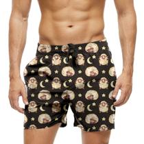Short Praia Shorts Banho Bermuda Verão Ovelha Estrelas Cartoon 1159