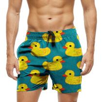 Short Praia Shorts Banho Bermuda Verão Patos Cartoon Amarrelo 616