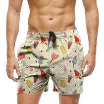 Short Praia Shorts Banho Bermuda Verão Picolés Frutas Sabores 1396